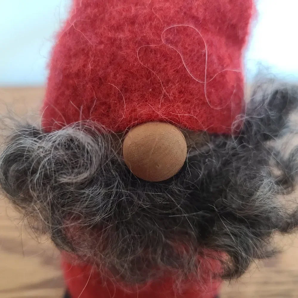 Handmade Sweden Larssons Tra Wood & Felt Christmas Tyko Santa Gnome Elf Figurine